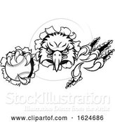 Vector Illustration of Eagle Baseball Mascot Ripping Background by AtStockIllustration