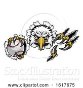 Vector Illustration of Eagle Baseball Mascot Tearing Background by AtStockIllustration
