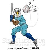 Vector Illustration of Eagle Baseball Player Mascot Swinging Bat at Ball by AtStockIllustration