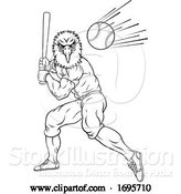Vector Illustration of Eagle Baseball Player Mascot Swinging Bat at Ball by AtStockIllustration