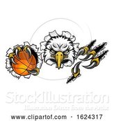 Vector Illustration of Eagle Basketball Mascot Tearing Background by AtStockIllustration