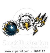Vector Illustration of Eagle Bowling Mascot Ripping Background by AtStockIllustration