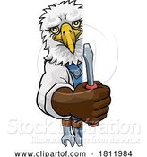 Vector Illustration of Eagle Electrician Handyman Holding Screwdriver by AtStockIllustration