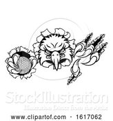 Vector Illustration of Eagle Golf Mascot Tearing Background by AtStockIllustration