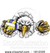 Vector Illustration of Eagle Hawk Bird Volleyball Volley Ball Mascot by AtStockIllustration