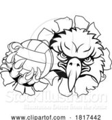 Vector Illustration of Eagle Hawk Bird Volleyball Volley Ball Mascot by AtStockIllustration