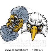 Vector Illustration of Eagle Hawk Bird Weight Lifting Dumbbell Gym Mascot by AtStockIllustration