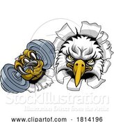 Vector Illustration of Eagle Hawk Bird Weight Lifting Dumbbell Gym Mascot by AtStockIllustration