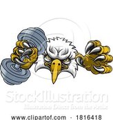 Vector Illustration of Eagle Hawk Bird Weight Lifting Dumbbell Gym Mascot by AtStockIllustration