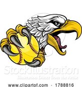 Vector Illustration of Eagle Hawk Softball Ball Sport Team Mascot by AtStockIllustration