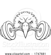 Vector Illustration of Eagle Head Barbell Lifting Weight Gym Mascot by AtStockIllustration