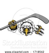 Vector Illustration of Eagle Ice Hockey Player Animal Sports Mascot by AtStockIllustration