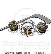 Vector Illustration of Eagle Ice Hockey Player Animal Sports Mascot by AtStockIllustration