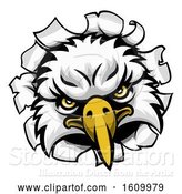 Vector Illustration of Eagle Mascot Face Ripping Through Background by AtStockIllustration