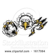 Vector Illustration of Eagle Soccer Mascot Ripping Background by AtStockIllustration