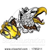 Vector Illustration of Eagle Softball Animal Sports Team Mascot by AtStockIllustration