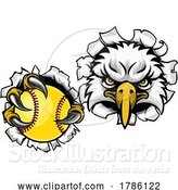 Vector Illustration of Eagle Softball Animal Sports Team Mascot by AtStockIllustration