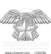 Vector Illustration of Eagle Star Symbol Crest Banner Parchment Design by AtStockIllustration