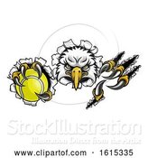 Vector Illustration of Eagle Tennis Mascot Tearing Background by AtStockIllustration