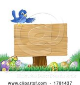 Vector Illustration of Easter Bluebird Bird Wooden Sign by AtStockIllustration