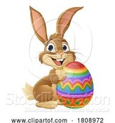 Vector Illustration of Easter Bunny and Chocolate Egg Rabbit by AtStockIllustration