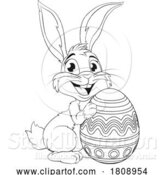 Vector Illustration of Easter Bunny and Chocolate Egg Rabbit by AtStockIllustration