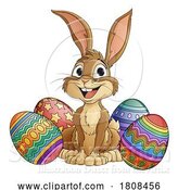 Vector Illustration of Easter Bunny and Chocolate Eggs Rabbit by AtStockIllustration