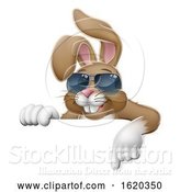 Vector Illustration of Easter Bunny Cool Rabbit Pointing by AtStockIllustration