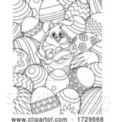 Vector Illustration of Easter Bunny Eggs Coloring Book Page by AtStockIllustration