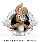 Vector Illustration of Easter Bunny Rabbit Breaking Background by AtStockIllustration