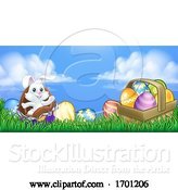 Vector Illustration of Easter Bunny Rabbit Breaking Chocolate Egg Scene by AtStockIllustration