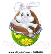 Vector Illustration of Easter Bunny Rabbit Breaking out of Chocolate Egg by AtStockIllustration