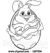 Vector Illustration of Easter Bunny Rabbit Breaking out of Chocolate Egg by AtStockIllustration