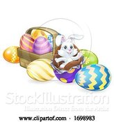 Vector Illustration of Easter Bunny Rabbit Breaking out of Chocolate Eggs by AtStockIllustration
