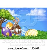 Vector Illustration of Easter Bunny Rabbit Breaking out of Egg by AtStockIllustration