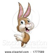 Vector Illustration of Easter Bunny Rabbit Character Peeking Sign by AtStockIllustration