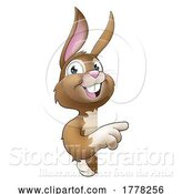 Vector Illustration of Easter Bunny Rabbit Character Peeking Sign by AtStockIllustration