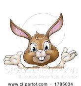 Vector Illustration of Easter Bunny Rabbit Character Peeking Sign by AtStockIllustration