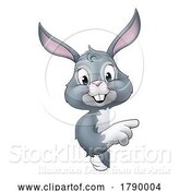 Vector Illustration of Easter Bunny Rabbit Character Peeking Sign by AtStockIllustration