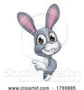 Vector Illustration of Easter Bunny Rabbit Character Peeking Sign by AtStockIllustration