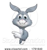 Vector Illustration of Easter Bunny Rabbit Character Peeking Sign by AtStockIllustration