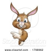 Vector Illustration of Easter Bunny Rabbit Character Peeking Sign by AtStockIllustration