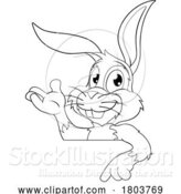 Vector Illustration of Easter Bunny Rabbit Character Peeking Sign by AtStockIllustration