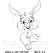 Vector Illustration of Easter Bunny Rabbit Character Peeking Sign by AtStockIllustration