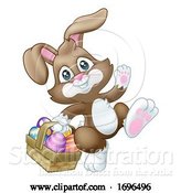 Vector Illustration of Easter Bunny Rabbit Eggs Basket by AtStockIllustration