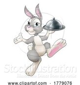 Vector Illustration of Easter Bunny Rabbit Food Tray Cloche Chef by AtStockIllustration