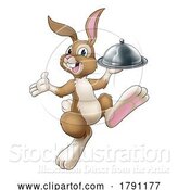 Vector Illustration of Easter Bunny Rabbit Food Tray Cloche Chef by AtStockIllustration