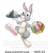 Vector Illustration of Easter Bunny Rabbit Food Tray Cloche Chef by AtStockIllustration