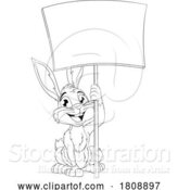 Vector Illustration of Easter Bunny Rabbit Holding a Sign by AtStockIllustration