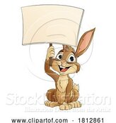 Vector Illustration of Easter Bunny Rabbit Holding a Sign by AtStockIllustration